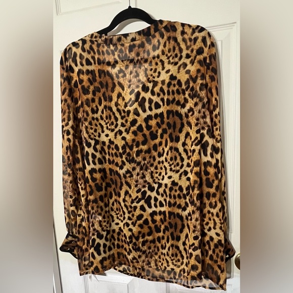 NWT Liz Claiborne Signature Women Animal Print Sheer caree Blouse 1X Plus Size - Picture 6 of 8